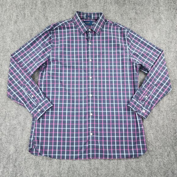 Fairlane Other - Fairlane Shirt Mens XL Blue Pink Check Long Sleeve Button Up Non Iron Stretch
